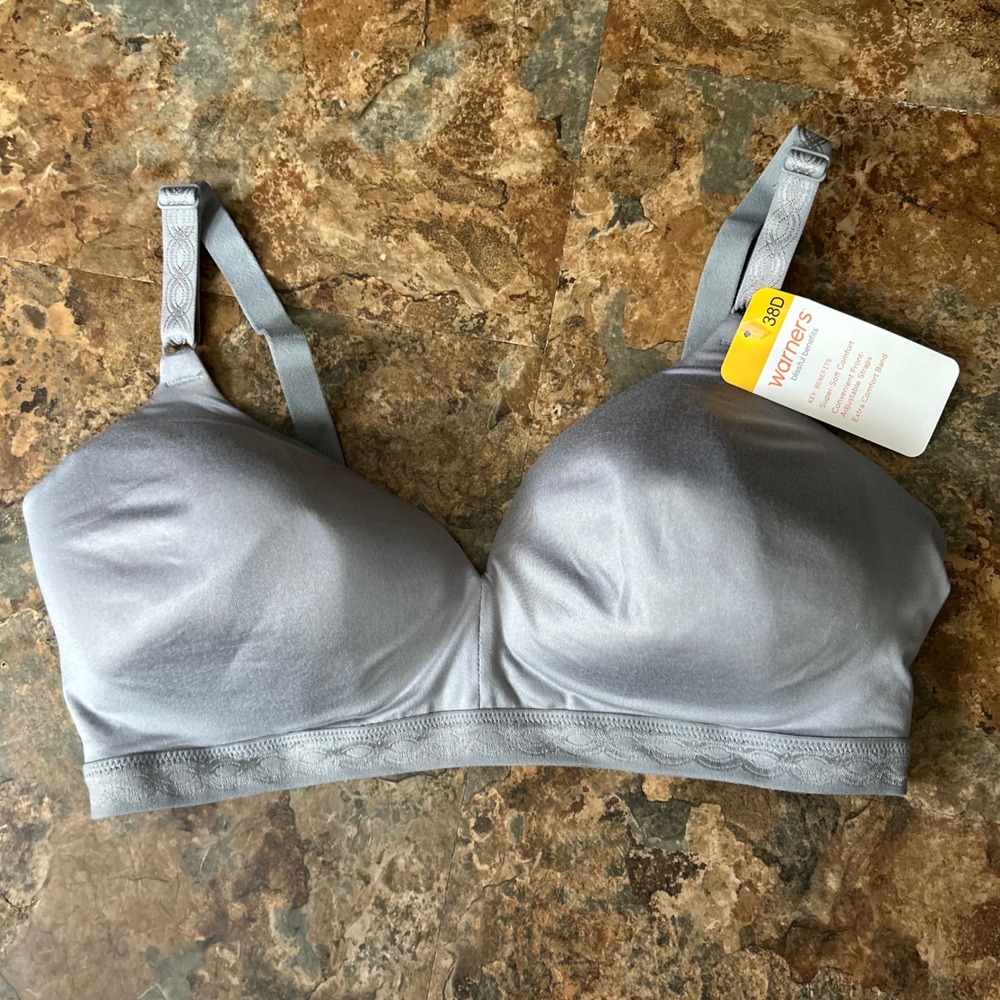 Warners Wireless Lightly Lined Bra Womens Size 38D Gray Wirefree Super Soft